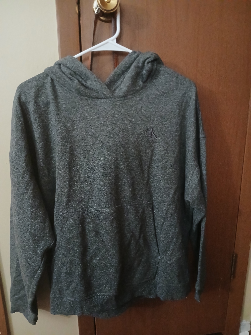 Calvin Klein Women's Heather Dark Gray Hooded Sweatshirt